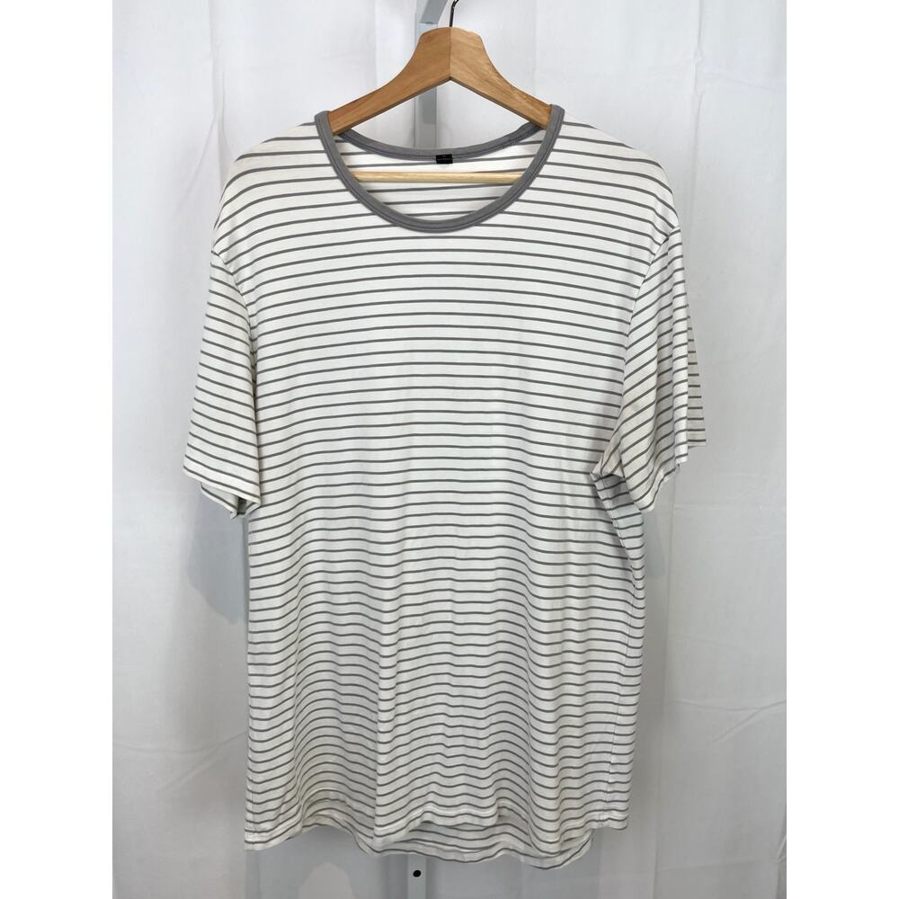 LULULEMON Mens 5 Year Basic Tee Short Sleeve Stripe White Gray Estimated L XL